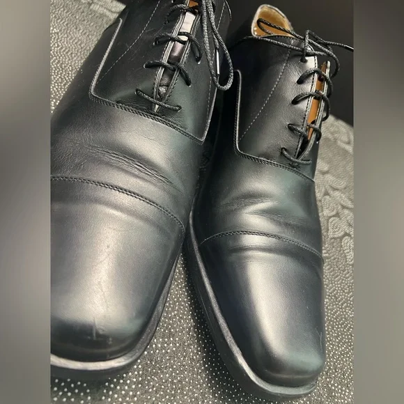 HERMES Classic Black Cap Toe Lace up Mens Leather Oxfords Size:EU 43 1/2/US 10.5 - Picture 6 of 16